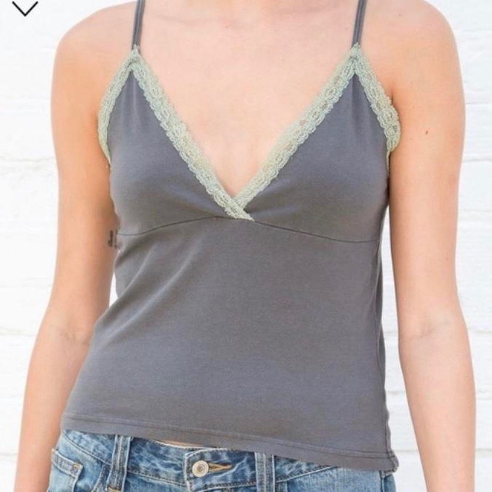 John Galt / Brandy Melville Gray Cami with Lace Trim NWT